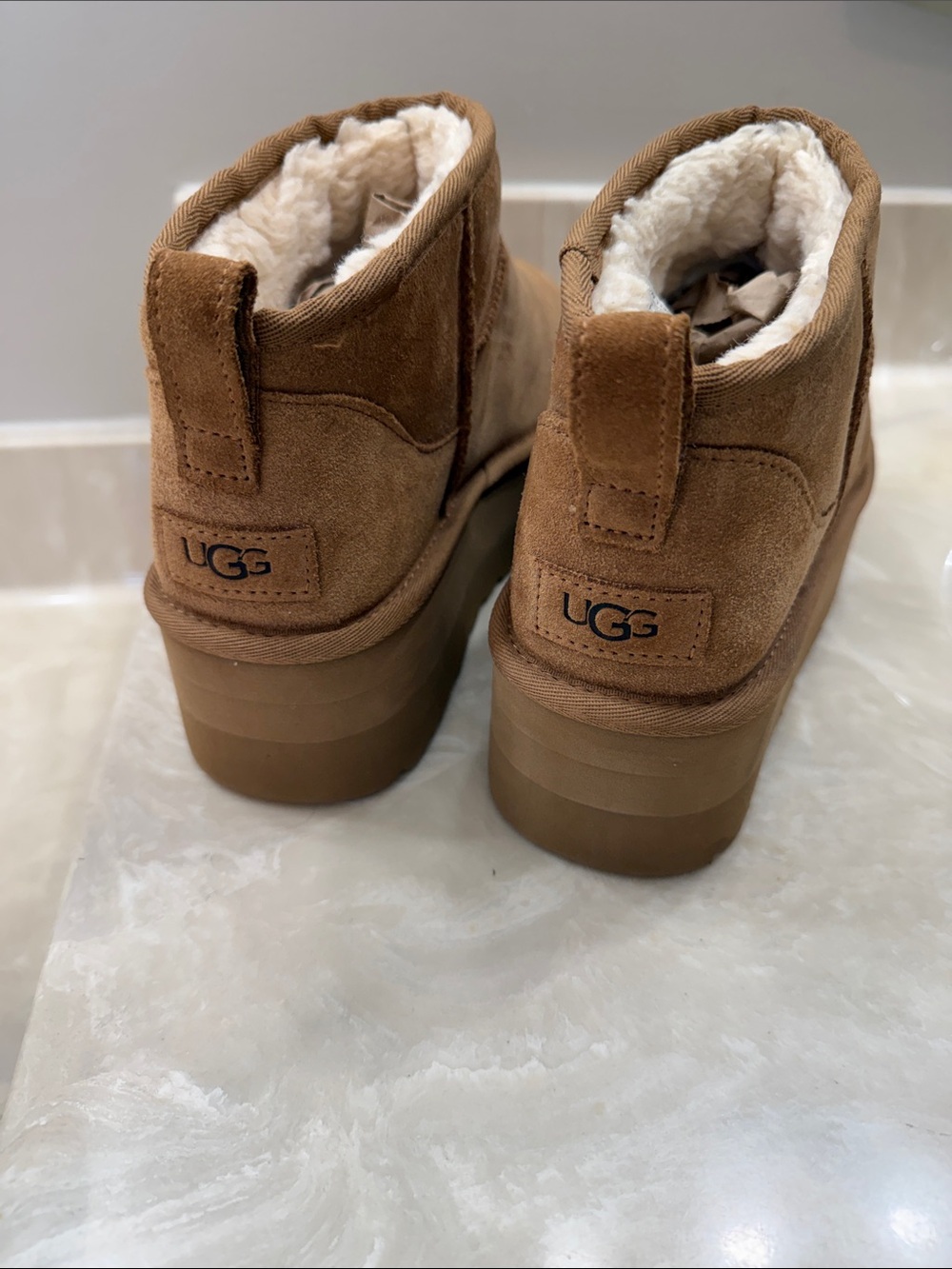 UGG Platform Women’s Chestnut Shearling Lined Ankle Boots